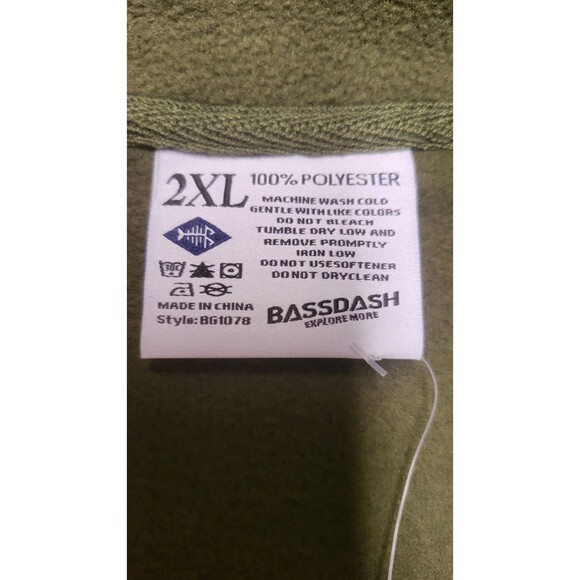 BassDash Men's Fleece Jacket 1/4 Zip Olive Green 2XL NWT USA Seller - Picture 4 of 8